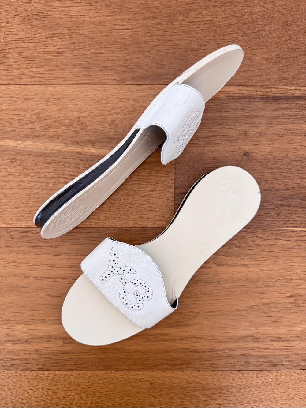 Y-3 Vintage White Slide Sandals, US 7